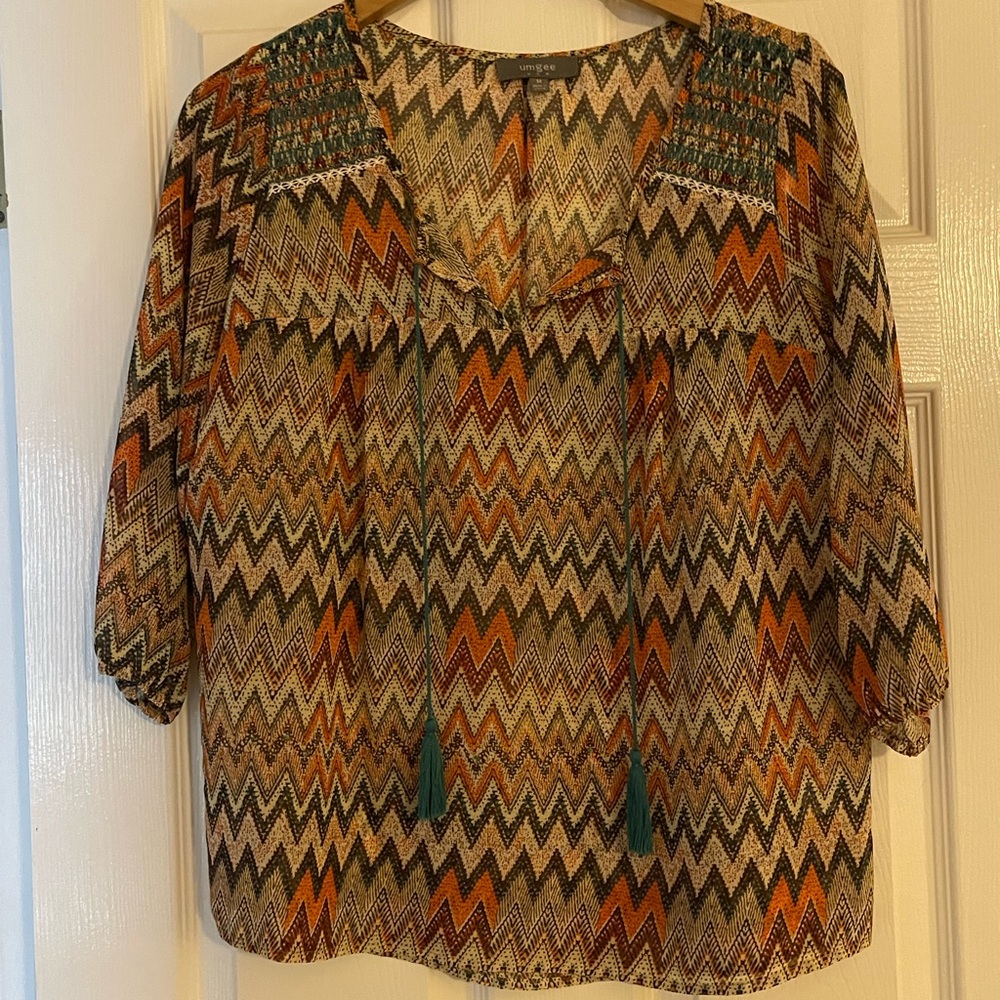 Umgee Multicolor Chevron Blouse